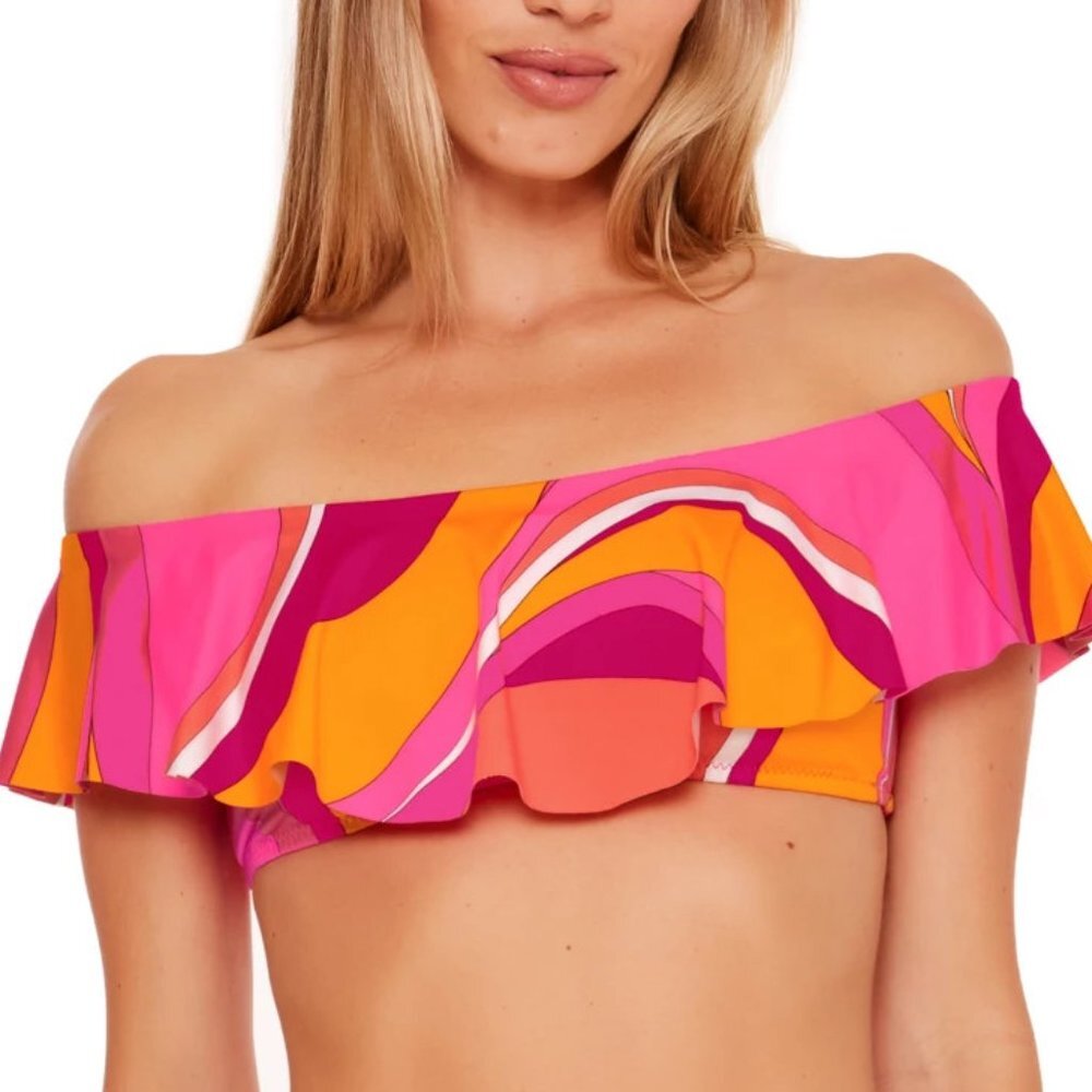 NWT Trina Turk Women's Vivid Vista Ruffled Shoulder Top